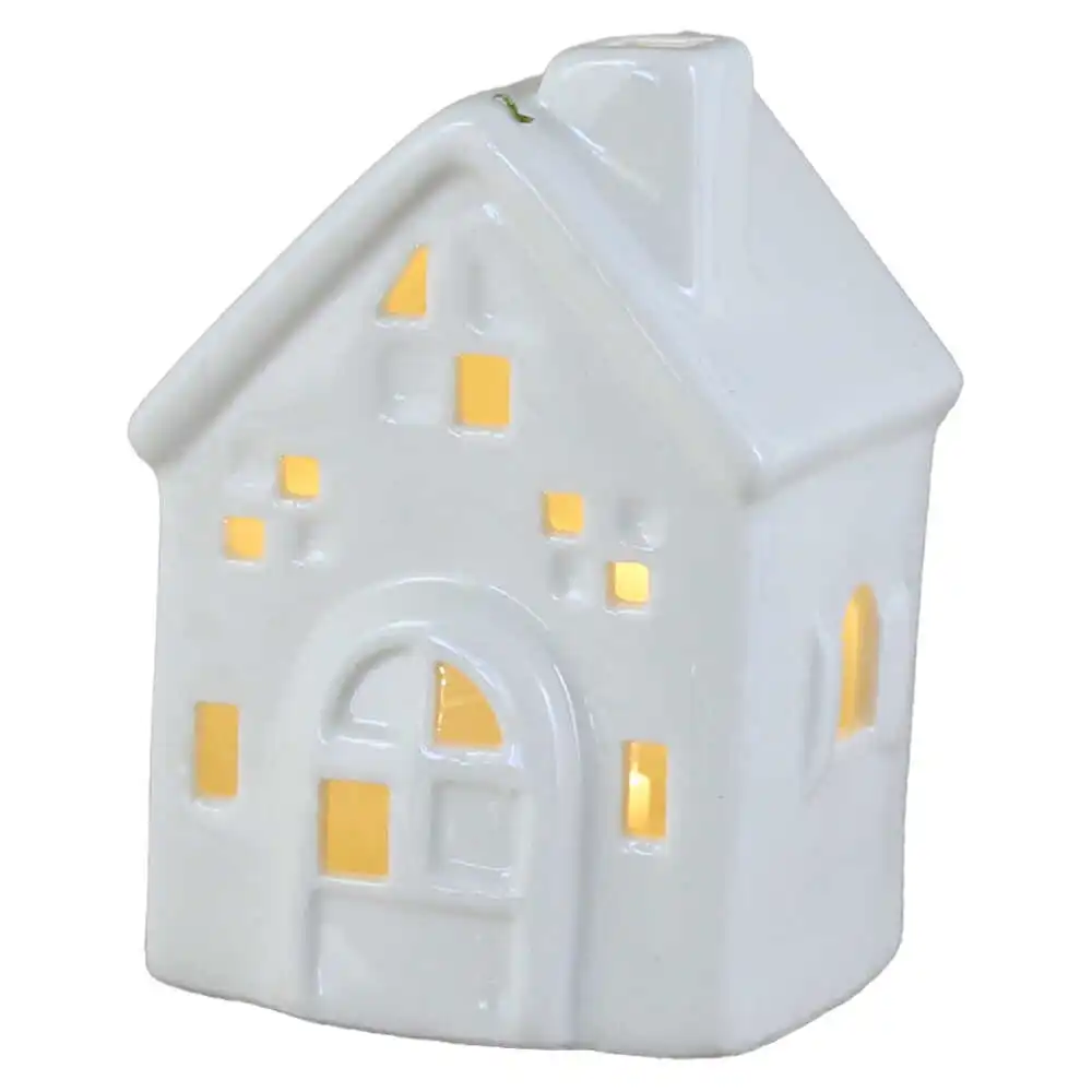 Casuta de Craciun cu led din ceramica 6x8 CM Casuta de Craciun cu led din ceramica 6x8 CM