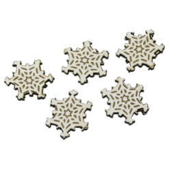 Set 5 decor craft Fulg de nea din lemn 3 CM