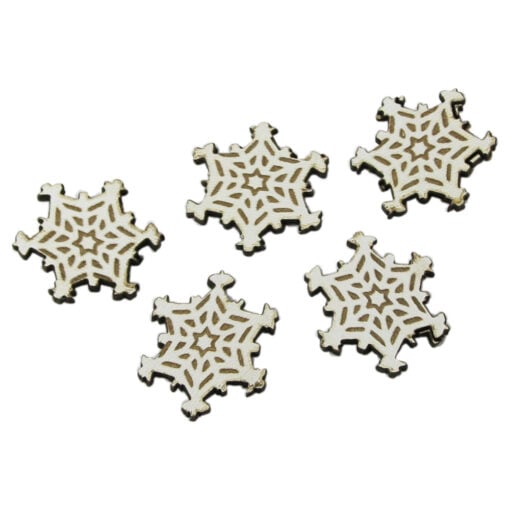 Set 5 decor craft Fulg de nea din lemn 3 CM