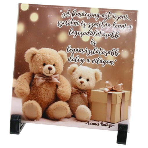 Placa decorativa " A karacsony azt uzeni..." 15x15 CM