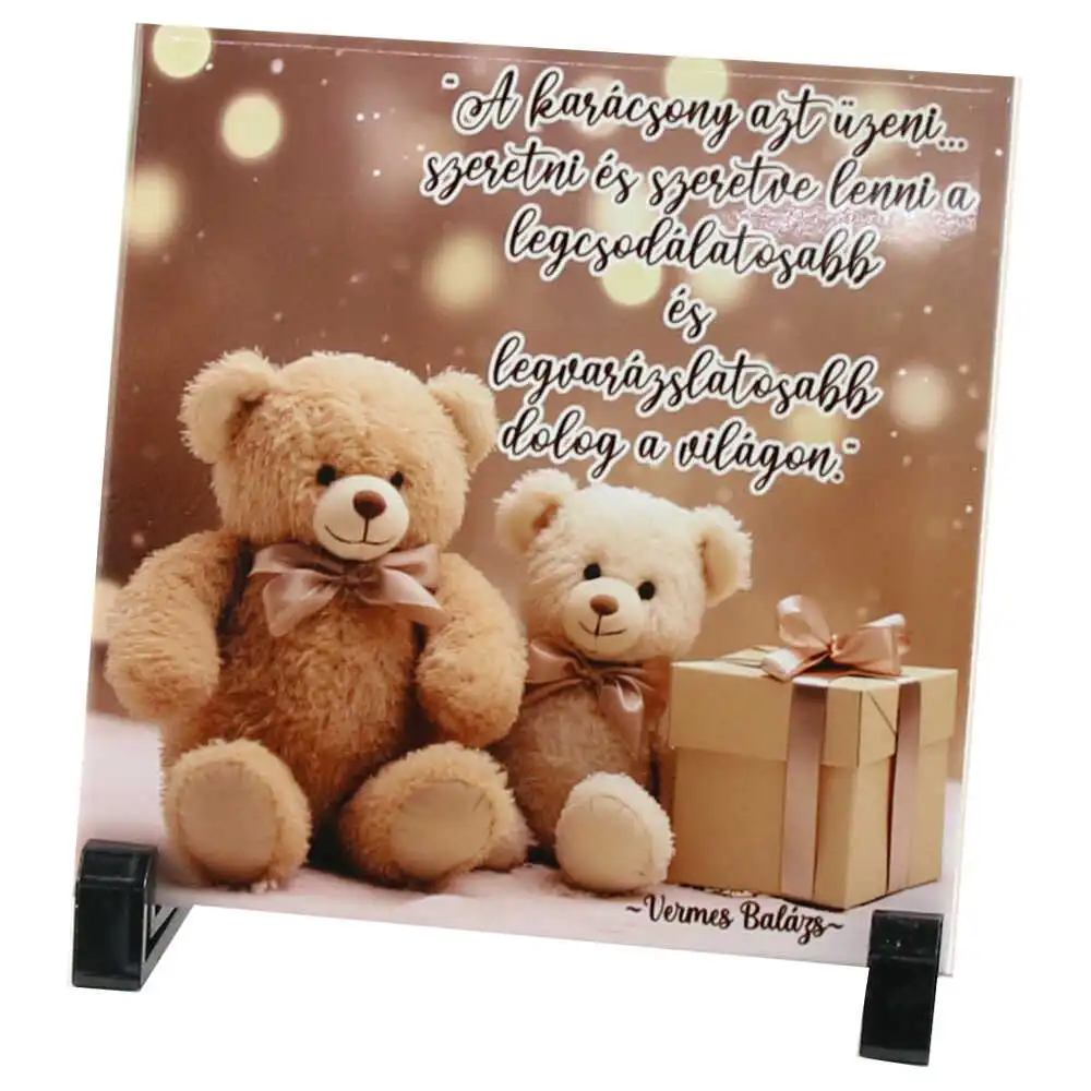Placa decorativa " A karacsony azt uzeni..." 15x15 CM