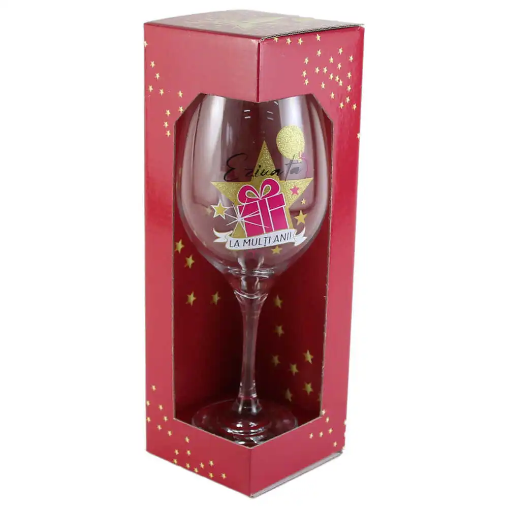 Pahar de vin "E ziua ta. La multi ani!" Pahar de vin "E ziua ta. La multi ani!"