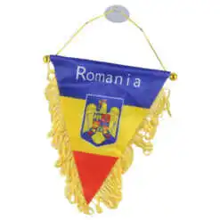 Steag cu stema Romaniei pentru masina 17x19 CM