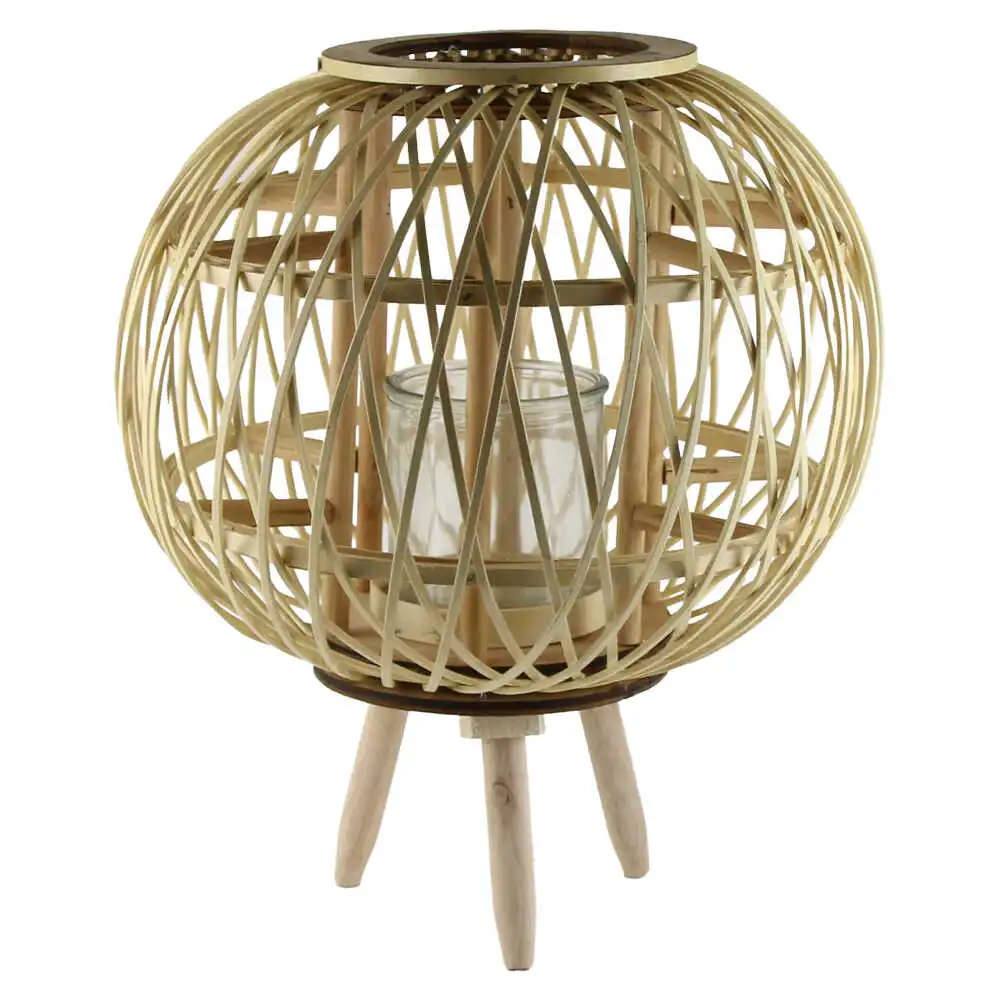 Candela din bambus si sticla 32x39 CM