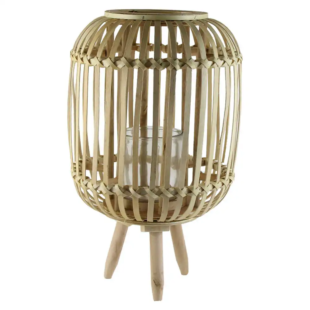 Candela din bambus si sticla 25x41 CM