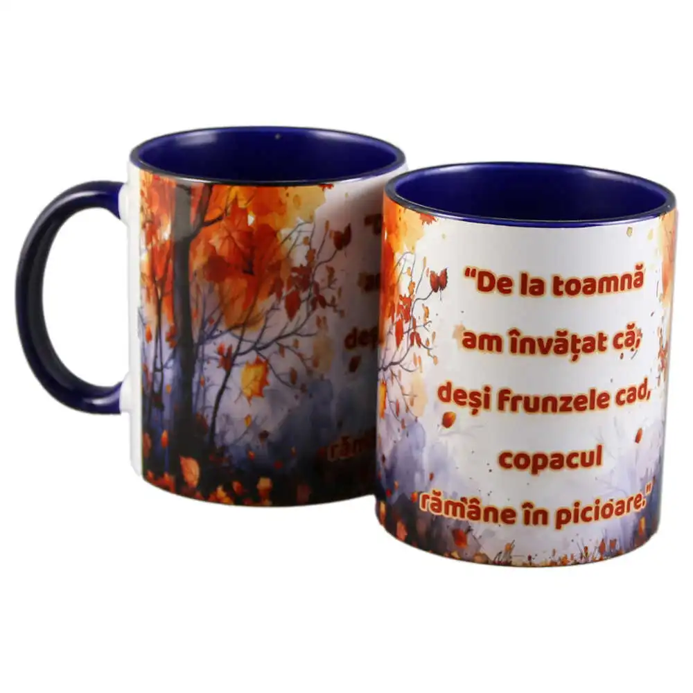 Cana ceramica " De la toamna am invatat..." 330 ml