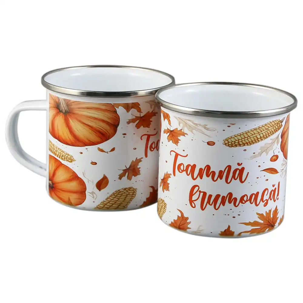 Cana metalica emailata 240 ml "Toamna frumoasa" Cana metalica emailata 240 ml "Toamna frumoasa"