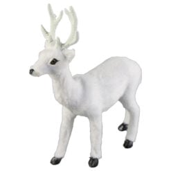 Figurina Craciun Caprioara din plastic alb 15 CM