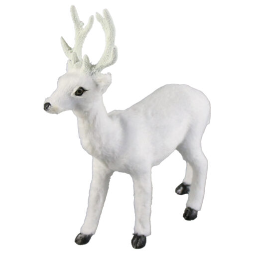 Figurina Craciun Caprioara din plastic alb 15 CM