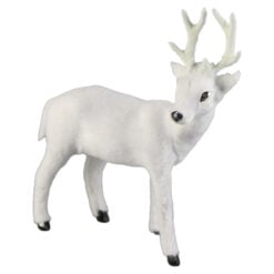 Figurina Craciun Caprioara din plastic alb 15 CM