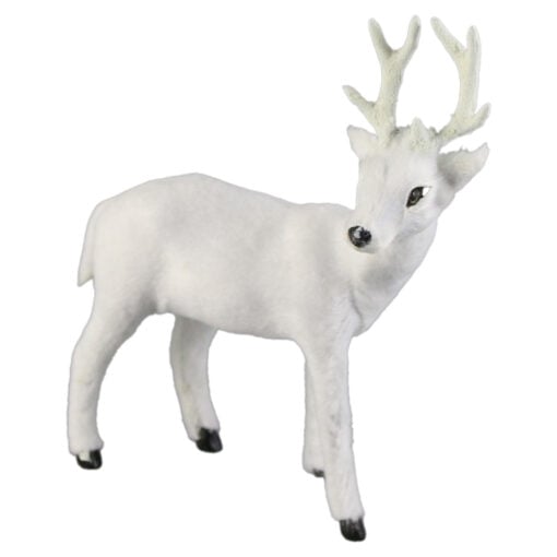 Figurina Craciun Caprioara din plastic alb 15 CM