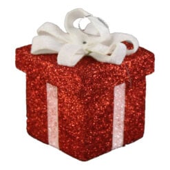 Ornament brad Cutie cadou cu glitter 7 CM