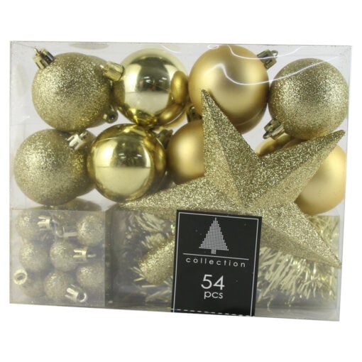 Set 54 ornament pentru brad din plastic