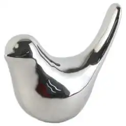 Figurina pasare argintie din ceramica 10 x 8 cm
