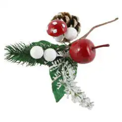 Pick creanga brad cu bobite rosii 16 CM