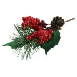 Pick creanga brad cu bobite rosii 16 CM