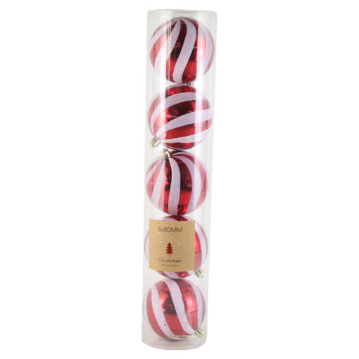Set 5 globuri pentru brad din plastic 8 CM