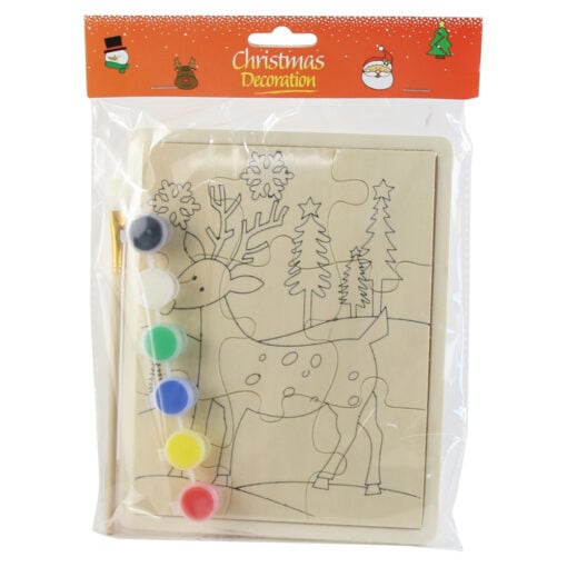 Set pictura + puzzle de Craciun din lemn