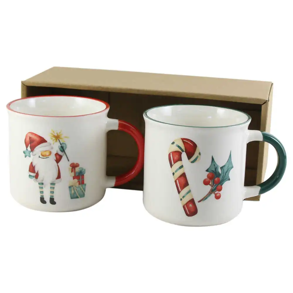 Set 2 cani de Craciun din ceramica 300 ml