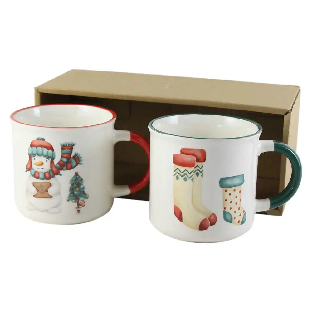 Set 2 cani de Craciun din ceramica 300 ml