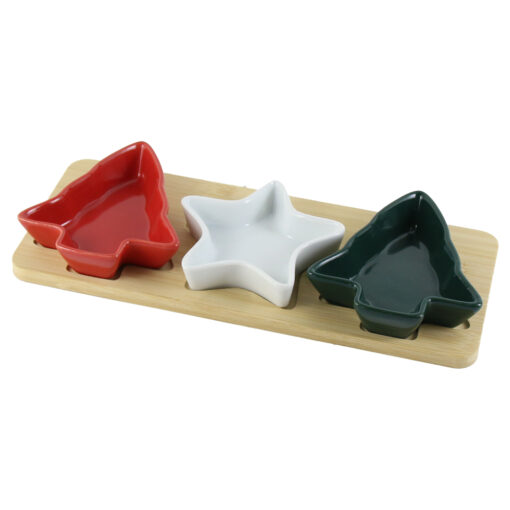 Set 3 boluri cu suport bambus 28x12 CM