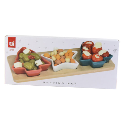 Set 3 boluri cu suport bambus 28x12 CM