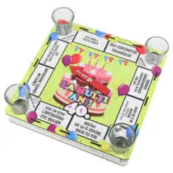 Joc de baut cu 4 pahare shot "La multi ani!" 25x25 CM