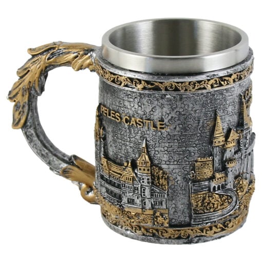 Cana din metal si rasina "Romania" Castele 9x11 CM