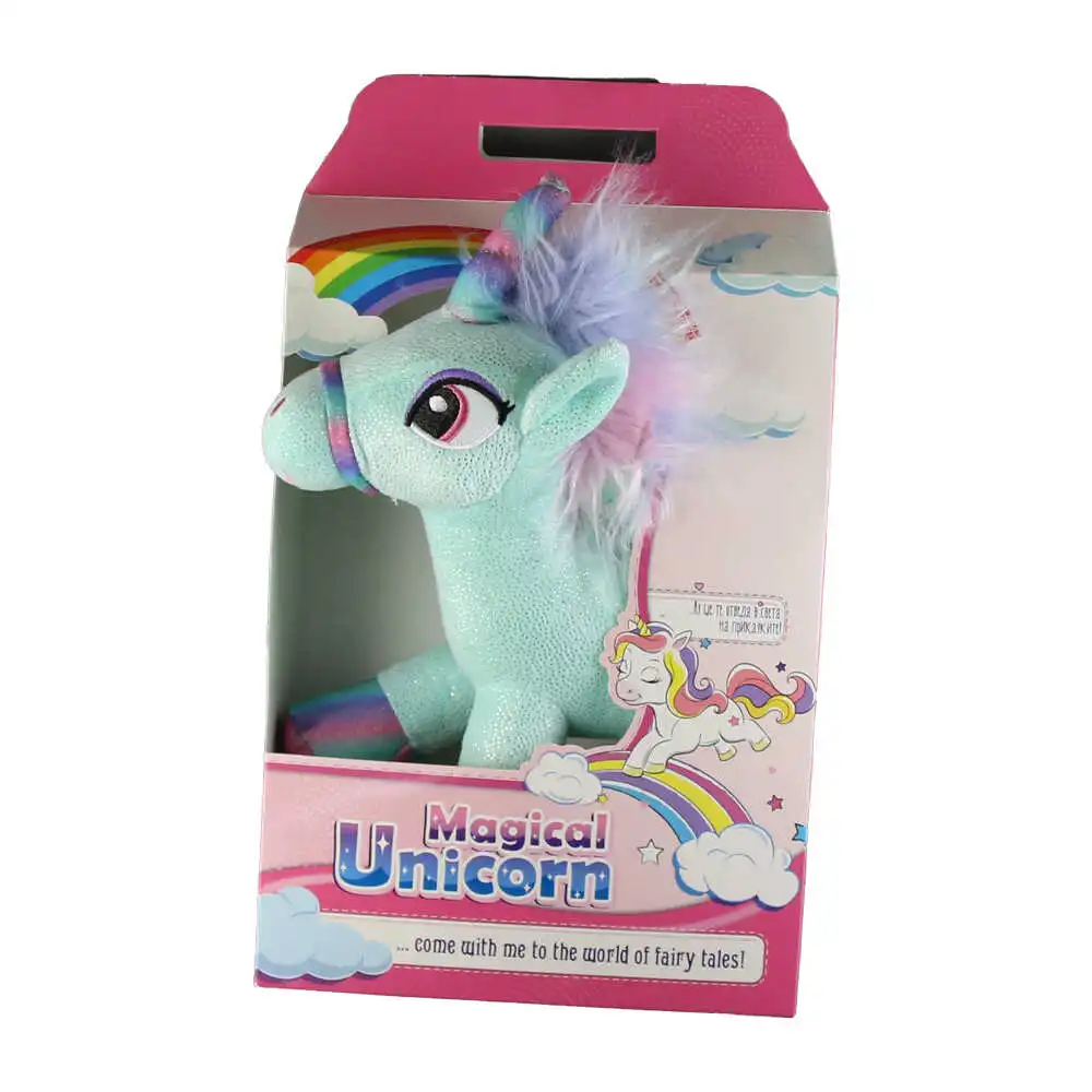 Unicorn muzical din plus cu corn luminos Unicorn muzical din plus cu corn luminos