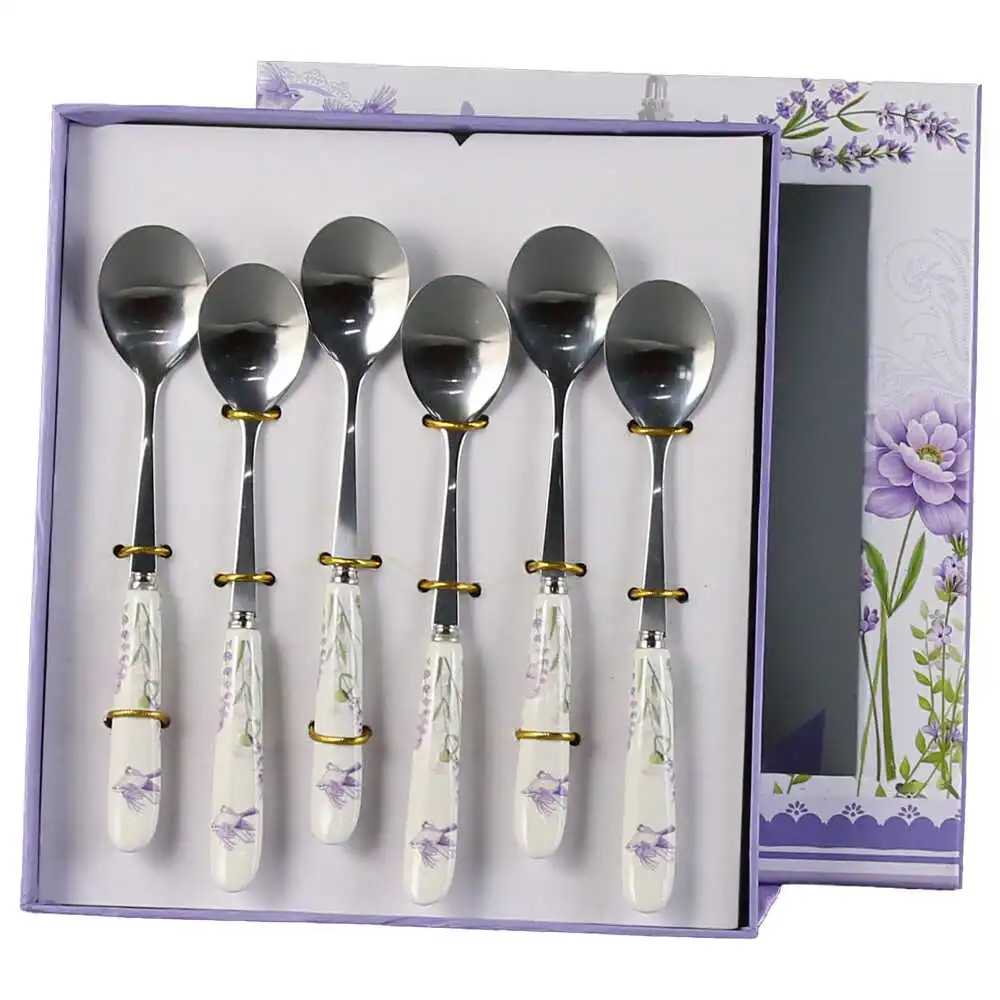 Set 6 lingurite tort cu maner din ceramica Set 6 lingurite tort cu maner din ceramica