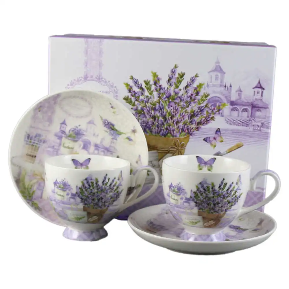 Set 2 cesti din ceramica cu farfurii