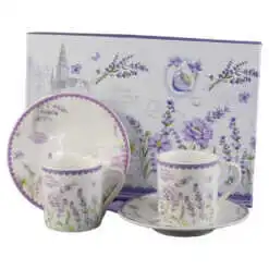 Set 2 cesti espresso din ceramica cu farfurii