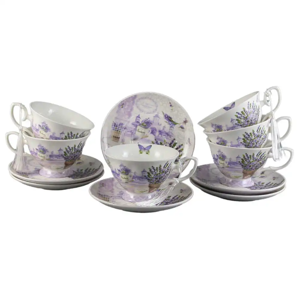 Set 6 cesti din ceramica cu farfurii Set 6 cesti din ceramica cu farfurii