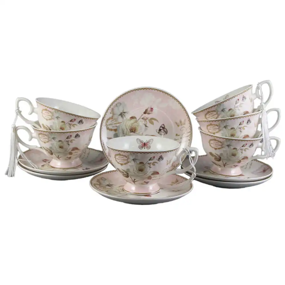 Set 6 cesti din ceramica cu farfurii Set 6 cesti din ceramica cu farfurii