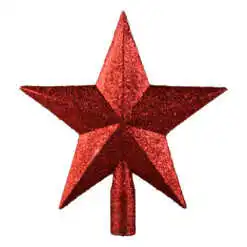 Varf de brad Stea din plastic cu glitter 20 CM