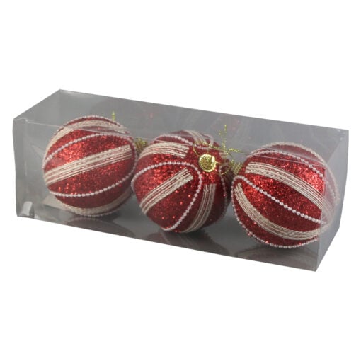 Set 3 globuri pentru brad din foam 8 CM