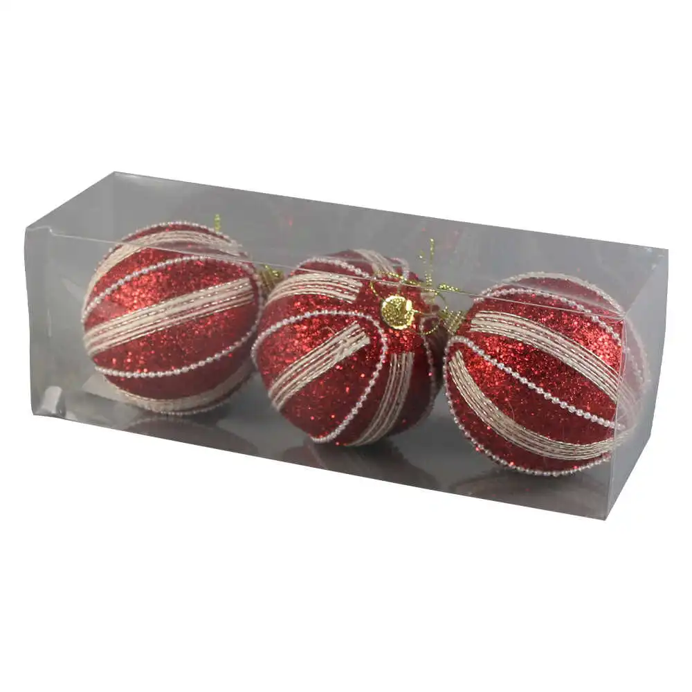 Set 3 globuri pentru brad din foam 8 CM