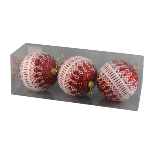 Set 3 globuri pentru brad din foam 8 CM