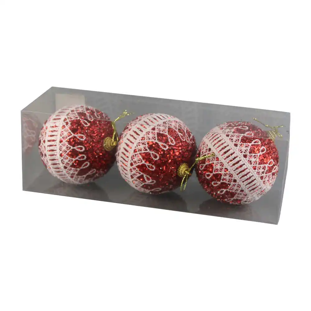 Set 3 globuri pentru brad din foam 8 CM