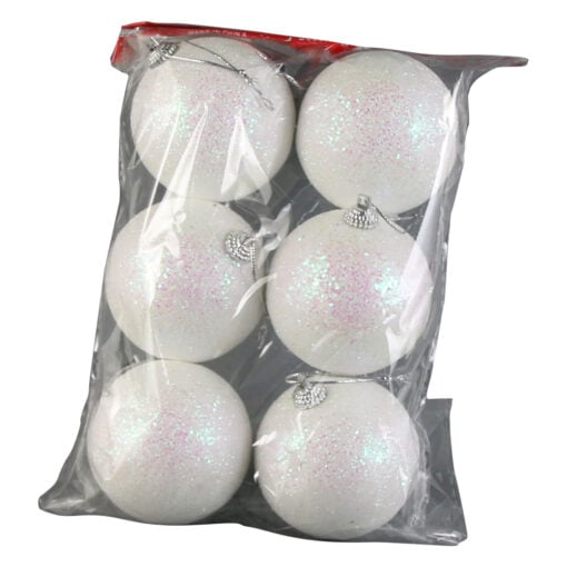 Set 6 globuri pentru brad cu glitter