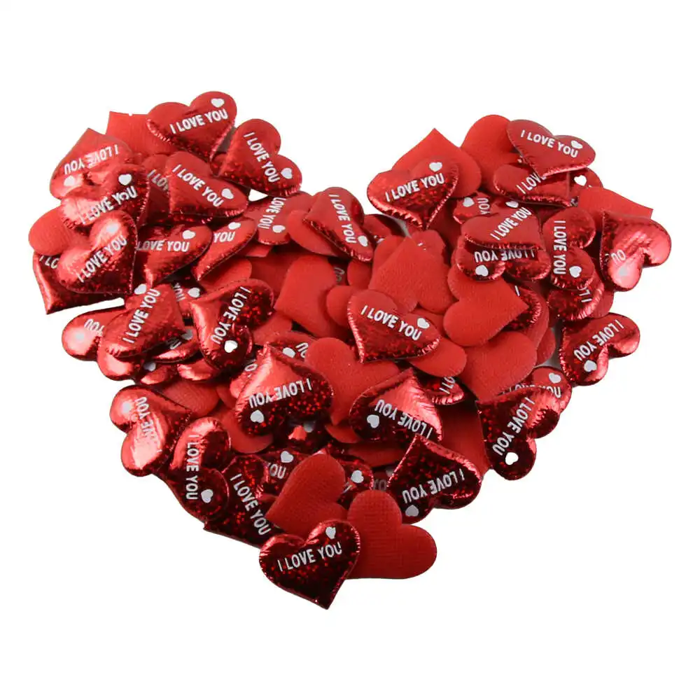 Set inimioare decorative cu sclipici "I love you" 3 CM Set inimioare decorative cu sclipici "I love you" 3 CM