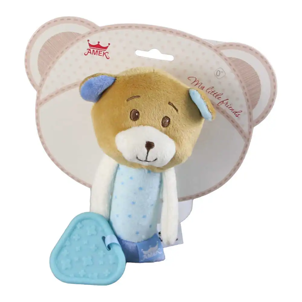 Jucarie pentru bebelusi cu zornaitoare Ursulet albastru 16 CM Jucarie pentru bebelusi cu zornaitoare Ursulet albastru 16 CM