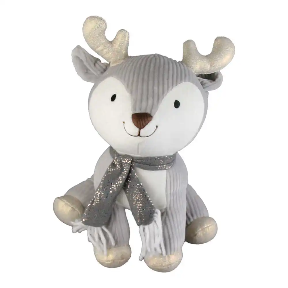 Jucarie de plus - Ren cu fular si corn cu sclipici 25 CM Jucarie de plus - Ren cu fular si corn cu sclipici 25 CM