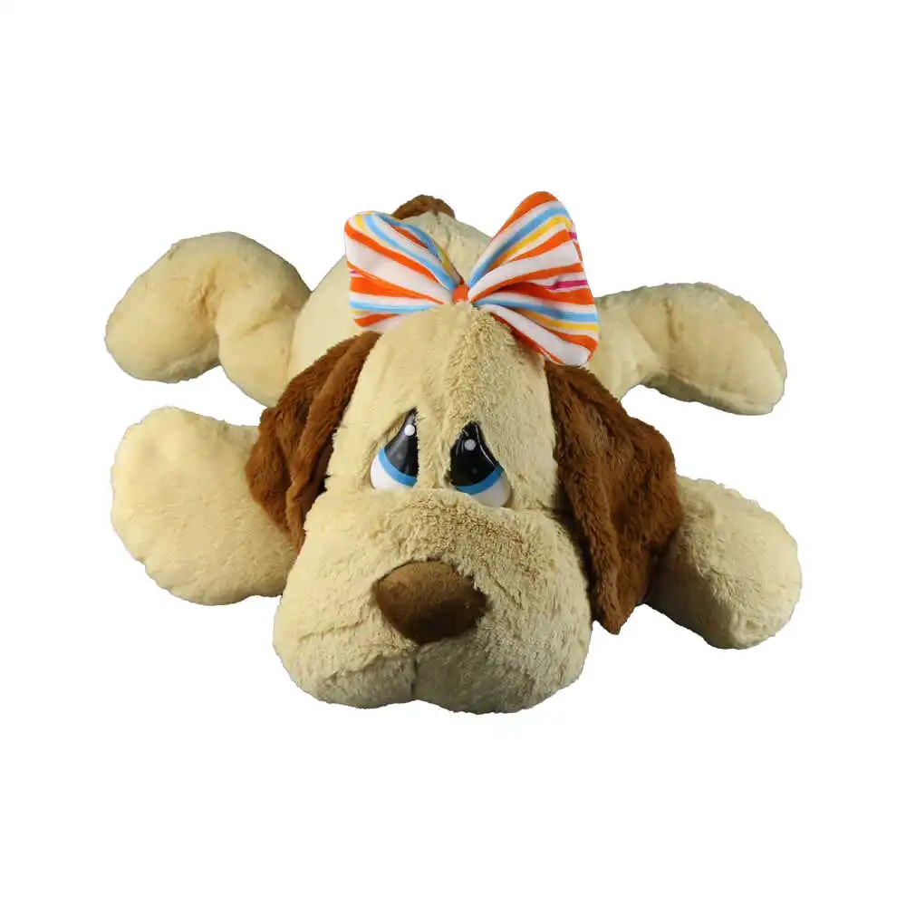 Jucarie de plus - Catelus cu fundita colorata 45 CM Jucarie de plus - Catelus cu fundita colorata 45 CM