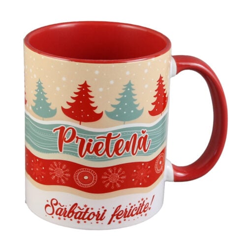 Cana ceramica "Prietena...Sarbatori Fericite!"