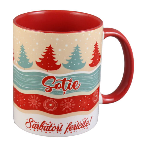 Cana ceramica "Sotie...Sarbatori Fericite!"