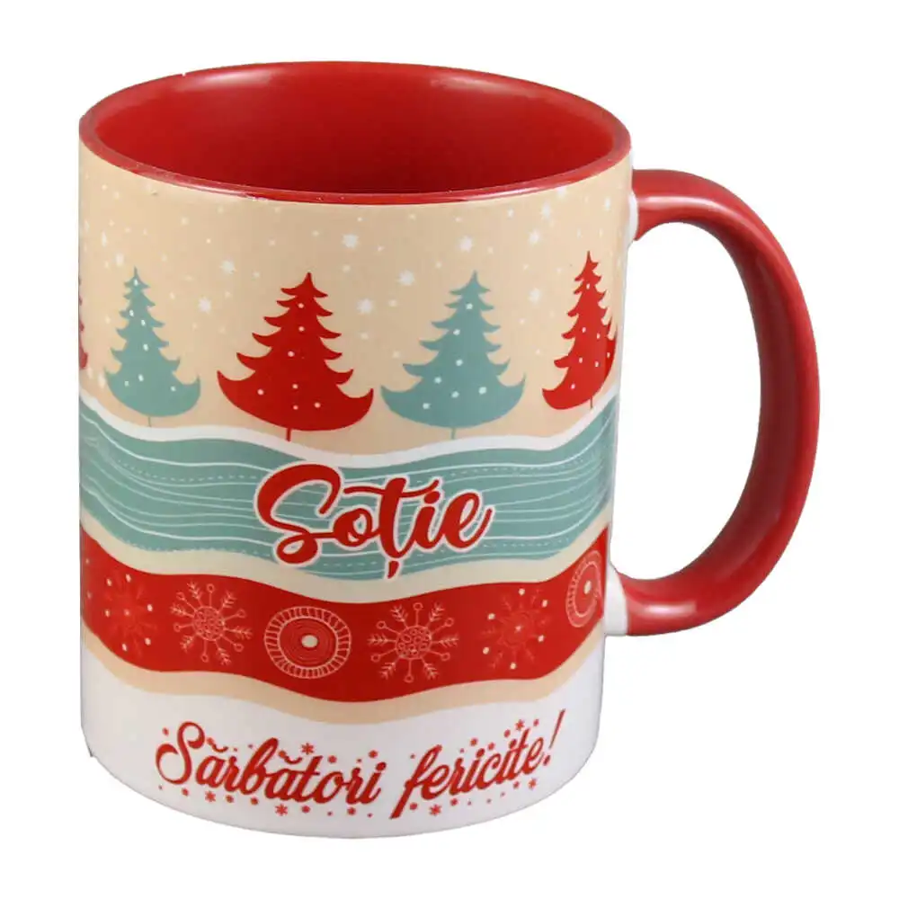 Cana ceramica "Sotie...Sarbatori Fericite!"