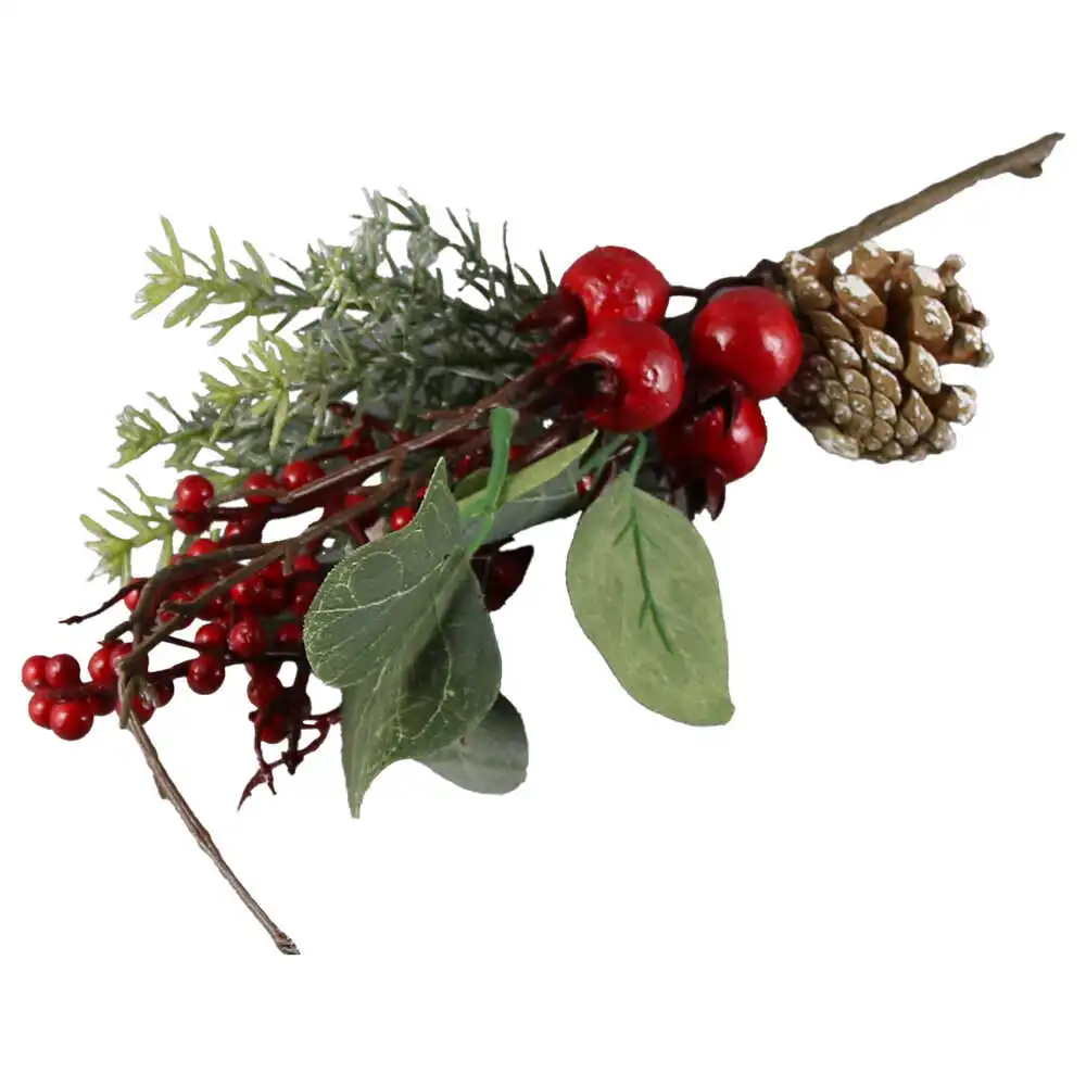 Pick creanga cu bobite si con de brad 25 CM Pick creanga cu bobite si con de brad 25 CM