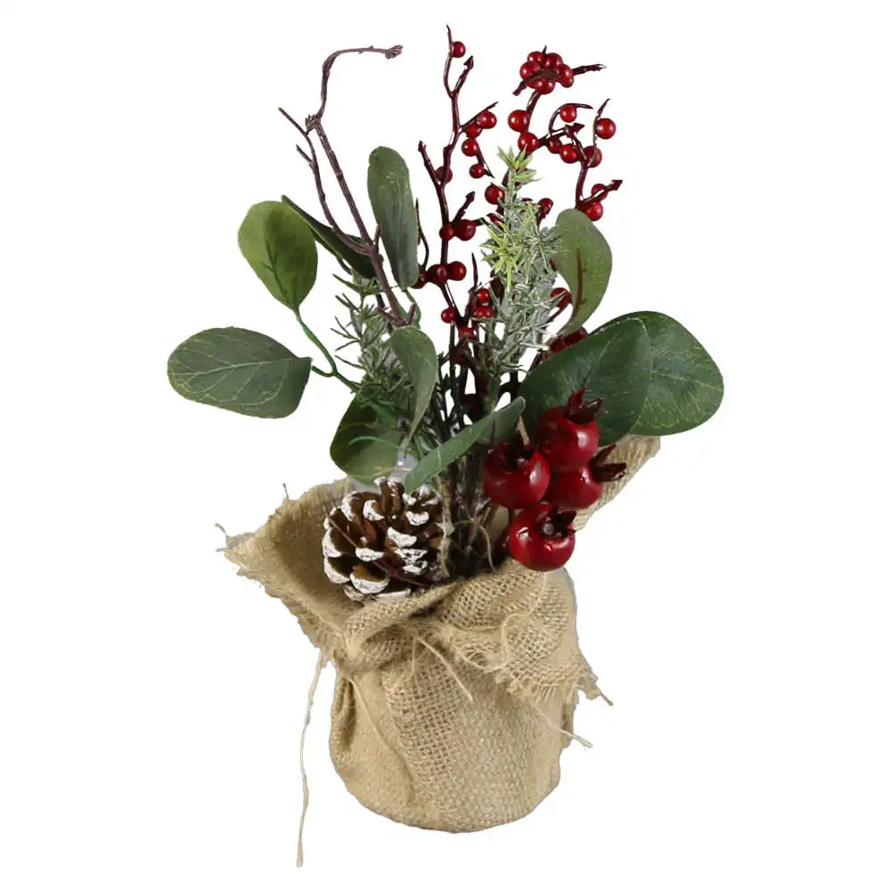 Pom de Craciun cu bobite rosii si con de brad 28 CM Pom de Craciun cu bobite rosii si con de brad 28 CM