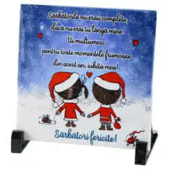 Placa decorativa "Sarbatori Fericite iubita mea!" 15x15 CM